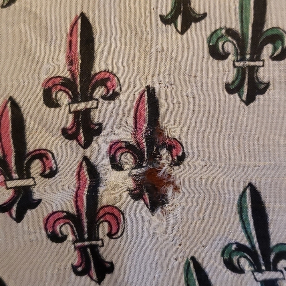 VTG Hand Rolled Silk & Rayon Scarf Fluer-de-lis - Picture 5 of 8